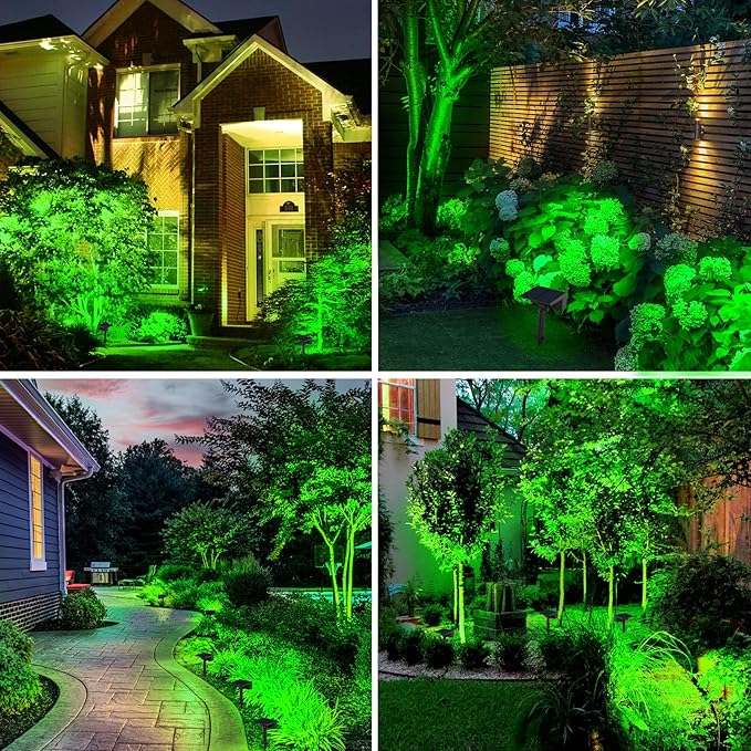 T-SUN Green Solar Spot Lights Outdoor 4 Pack, 49 LED 2 Lighting Modes, IP65 Waterproof Landscape Spotlights, 2 in 1 Auto On/Off Solar Lights for Yard, Garden, Driveway, Pathway T-SUN