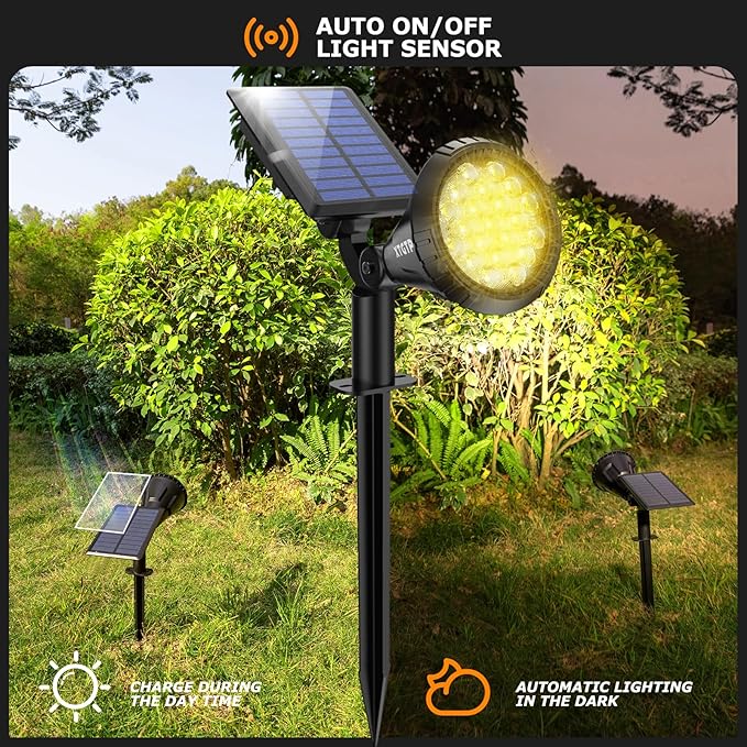 Solar Lights Outdoor, 2-in-1 Decorative Solar Landscape Lighting for Outside, IP67 Waterproof Garden Light Pathway Lighting Decor Led Landscape Lights for Yard Porch Fence Pool XTGTP