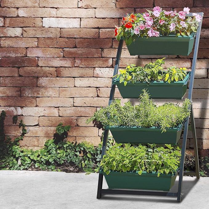 Outland Living 4-Ft Raised Garden Bed - Vertical Garden Freestanding Elevated Planters 4 Container Boxes - Good for Patio Balcony Indoor Outdoor - Perfect to Grow Vegetables Herbs Flowers OutlandLiving