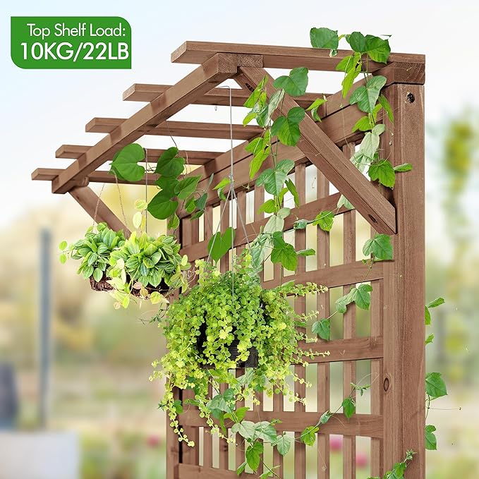 Yaheetech 72" H Horticulture Garden Planter with Trellis for Vine Climbing Plants, Raised Box Outdoor w/Drainage Holes Raised Garden Bed Planter Box for Flowers, Dark Brown Yaheetech