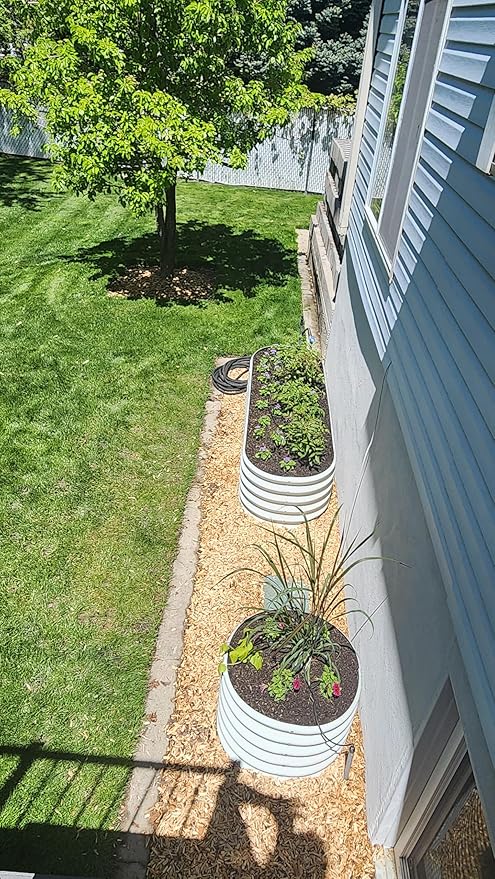 A ANLEOLIFE Set of 14, 18 Inch Tall Raised Garden Beds Kit, Heart-Shaped, Long Oval & Round Metal Planters – Ideal for Creative Garden Layouts, Antique White AAnleolife