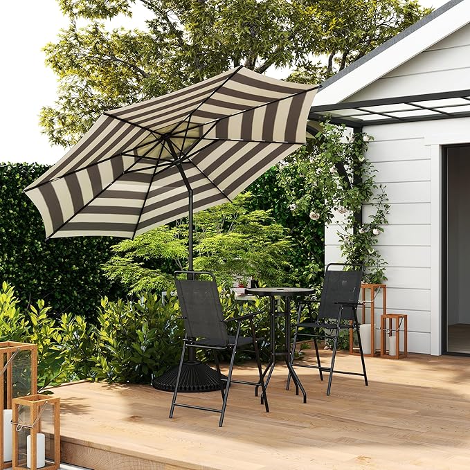 Abba Patio 9FT Lyon Outdoor Patio Umbrella Outdoor Table Umbrella with Push Button Tilt and Crank Market Umbrella 8 Sturdy Ribs UV Protection Waterproof for Garden Deck Backyard Pool, Black & Ivory AbbaPatio