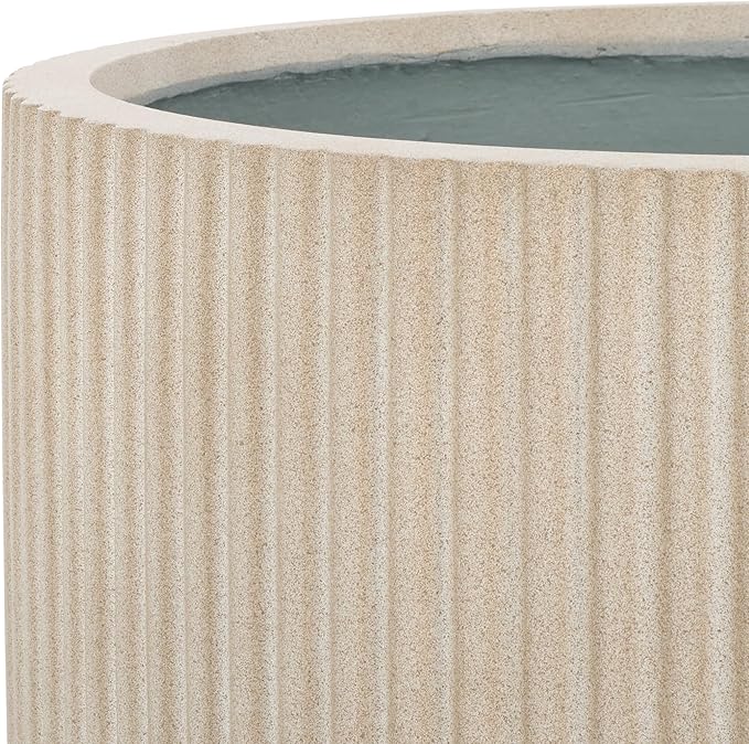SAFAVIEH Outdoor Collection Lucca Beige Cement Ficonstone Planter Pot SAFAVIEH