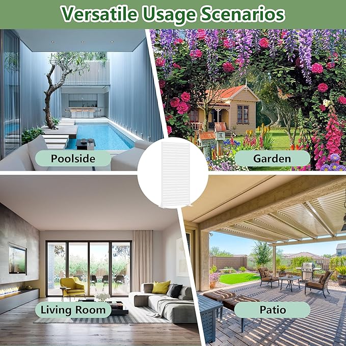 Casaphoria Metal Privacy Screen Outdoor, 72" H x 35" W Freestanding Decorative Privacy Screen for Patio Deck Balcony Garden with Stable Base, White-Benjamin Casaphoria