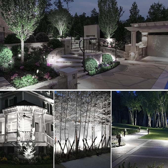 Solar Spot Lights Outdoor, Solar Landscape Spotlights IP65 Waterproof 9.8ft Cable, Auto On/Off Outdoor Wall Lights for Garden Yard Driveway Porch Walkway Pool (1-in-1 6000K Cold White 4 Pack) CREPOW