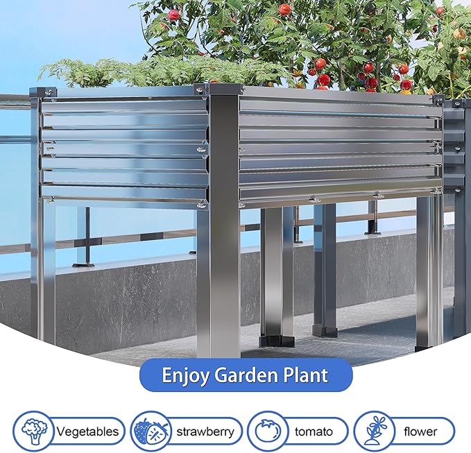 Galvanized Raised Garden Bed with Legs,48×18×30in Elevated Planter Box for Backyard,Outdoor Garden, Patio, Balcony, 300lb Capacity,Silver DIIYIV