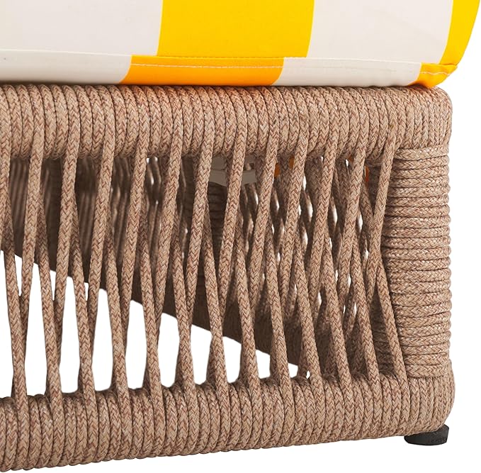 SAFAVIEH Outdoor Collection Gillian Heather Tan & Yellow Stripe Chaise Lounge Chair (Fully Assembled) SAFAVIEH