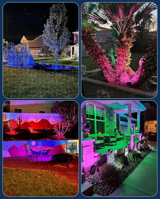 Solar Multicolor Lights Outdoor, 7 Lighting Modes Solar Light Outdoor Waterproof IP68, Color Changing RGB Powered Christmas Lights Outdoor for Garden Yard Patio Landscape Christmas Decorations Home