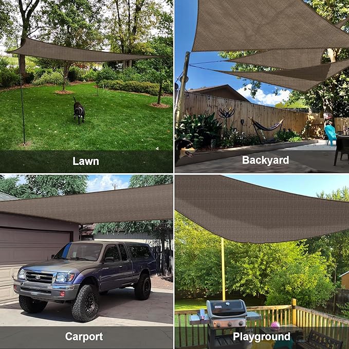 SUNLAX Sun Shade Sail 12' x 12' x 12' Brown Triangle Canopy Sail Shade Cover UV Block Permeable Sunshade Outdoor for Patio Backyard (We Make Custom Size) SUNLAX