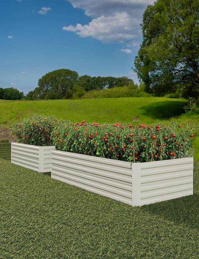 GarveeLife 2pcs 8x4x2 ft Galvanized Raised Garden Bed, 24" Tall Metal Planter Box for Flowers Vegetables, Rust-Resistant Raised Garden Beds for Gardening, Easy Assembly Outdoor Garden Box & Planters GarveeLife