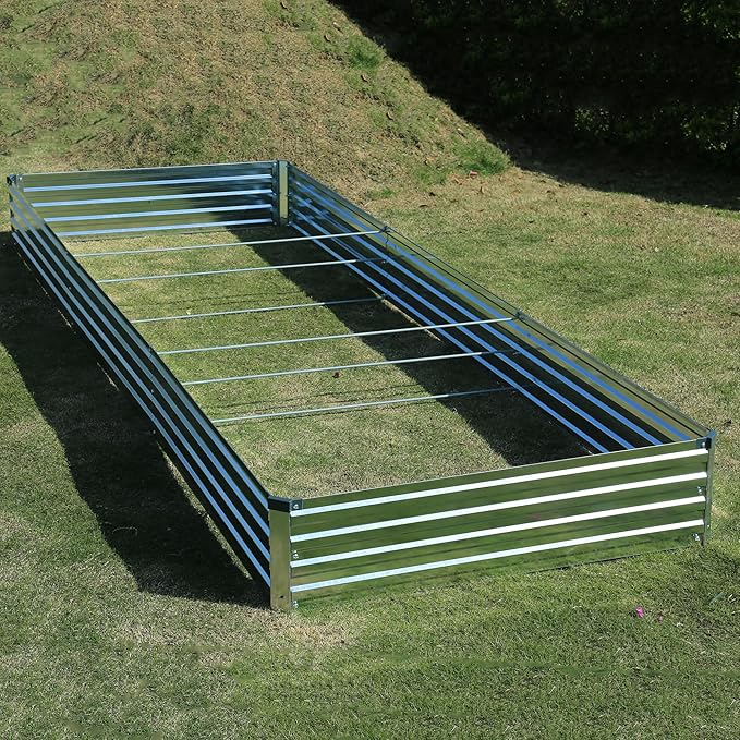 12x4x1ft(2 Pack) Galvanized Raised Garden Bed,Outdoor Planter Box Metal Patio Kit Planting Bed for Vegetables Flowers Herb,Silver Foxlang