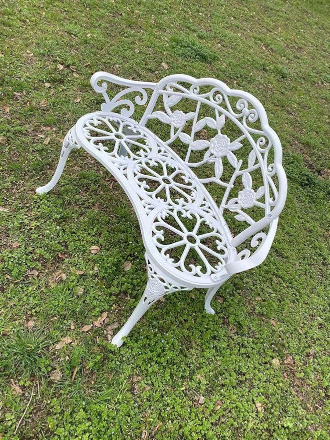 Patio Balcony Bench Double Seat, Anti-Rust Cast Aluminum Patio Garden Bench for Park Yard Outdoor Furniture White.1 C%2FG+patio+casa