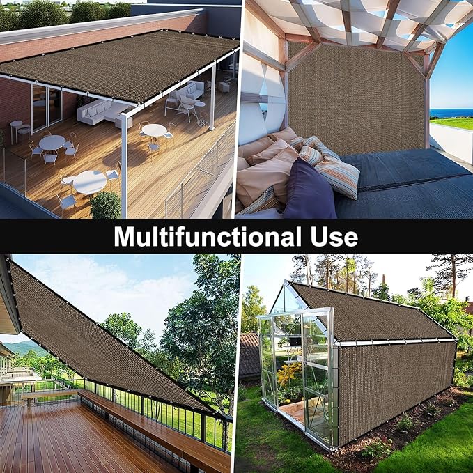 Artpuch 90% Sun Shade Cloth, 10 x 20 FT Pergola Shade Cover Canopy with Grommets, Sun Screen Fabric Tarp for Patio, Outdoor, Garden, Backyard, Mocha Artpuch