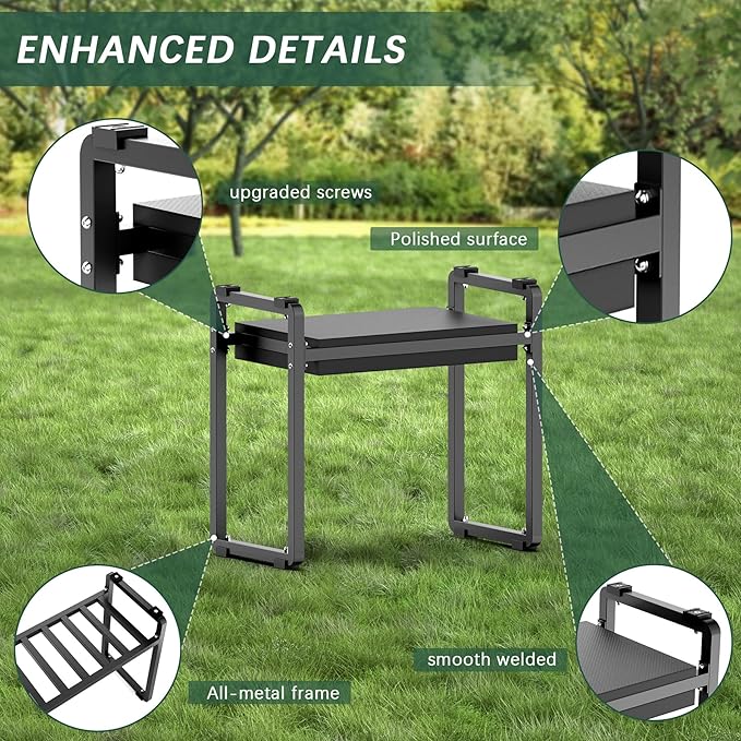 FLINTER 10.2" Wider Garden Kneeler and Seat, Heavy Duty Thick Gardening Bench for Kneeling and Seat - Garden Kneelers for Seniors, Gardening Stools for Women, Grandparents, Gardeners, Black FlinterOfficial