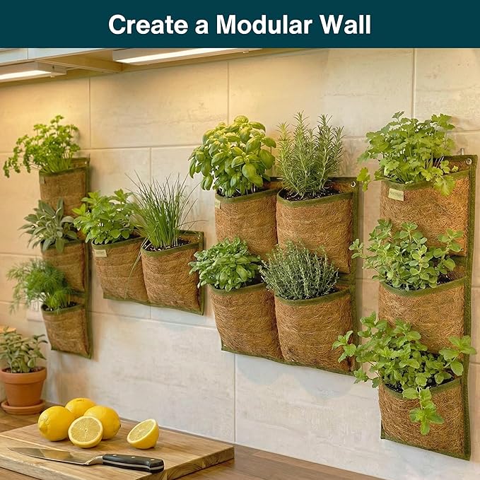 Vertical Garden Planter, 4 Pocket, Vertical Planter, wall planters for Outdoor Plants, Plant wall, Hanging planters for Indoor Plants, for Herbs, Patio Decor, Balcony Decor, Indoor Garden Austram