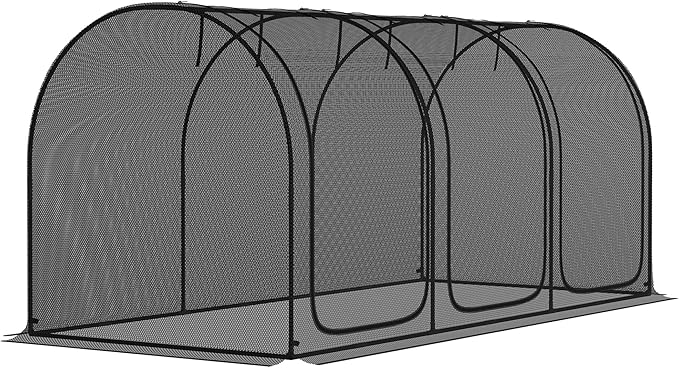 Outsunny 9' x 4' Crop Cage, Plant Protection Tent with Three Zippered Doors, Storage Bag and 4 Ground Stakes, for Garden, Yard, Lawn, Black Outsunny
