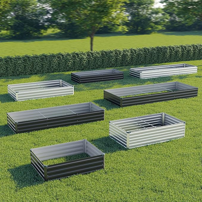 4x3x1 ft(2 Pack) Galvanized Raised Garden Bed,Outdoor Planter Box Metal Patio Kit Planting Bed for Vegetables Flowers and Succulents,Black Zunatu