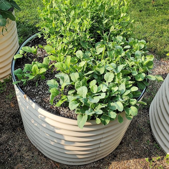 Vego garden 32" Tall 42" Round Raised Garden Bed Raised Bed Planter Box for Vegetables Flowers Patio-Pearl White VegoGarden