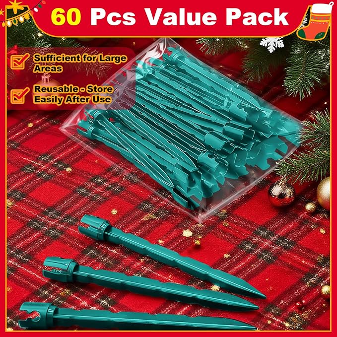 60 Pcs 7.5 Inch Christmas Light Stakes, Christmas Yard Stakes for C7 C9 Christmas Lights, Garden Path Walkway Holiday Decorations(Green) Rootora