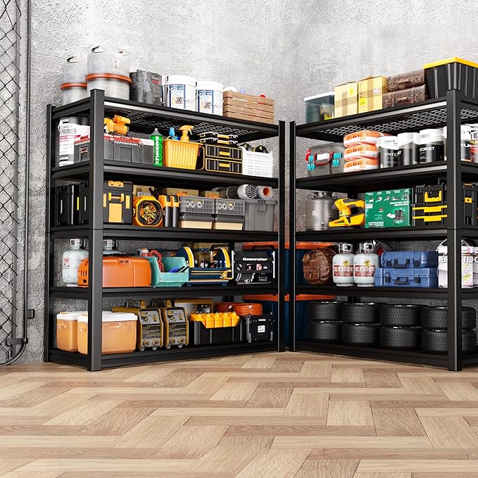 71" H Garage Shelving Heavy Duty Storage Shelves, Adjustable Metal Shelving Unit, Utility Garage Organizer Shelf for Basement, Pantry, Kitchen, Warehouse, Supermarket, 45.6" Wx17.7 Dx71.2 H Rootora