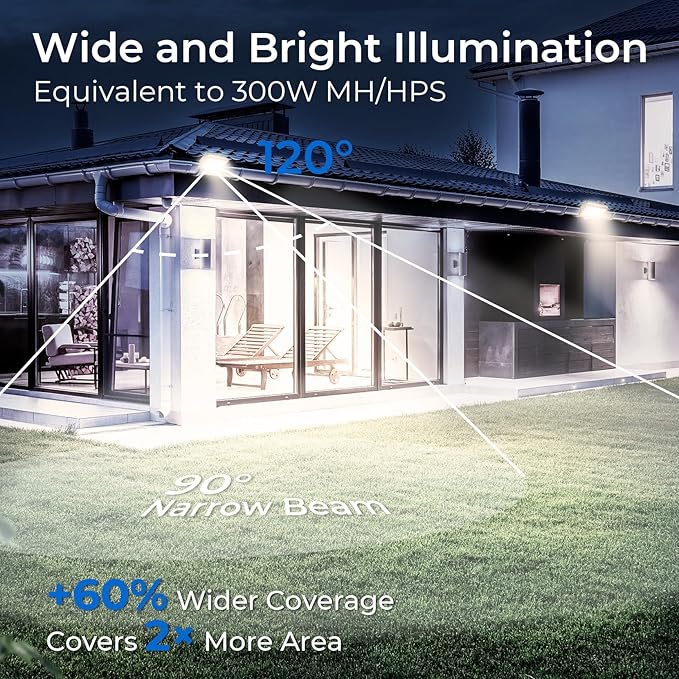 CINOTON 65W LED Flood Lights Outdoor, IP65 Waterproof Exterior Security Wall Lights with 180°Knuckle, 9100LM 120V Outside Aluminum Lighting Fixture for Patio Porch Barn Garden 5000K 2 Pack, UL Listed CINOTON