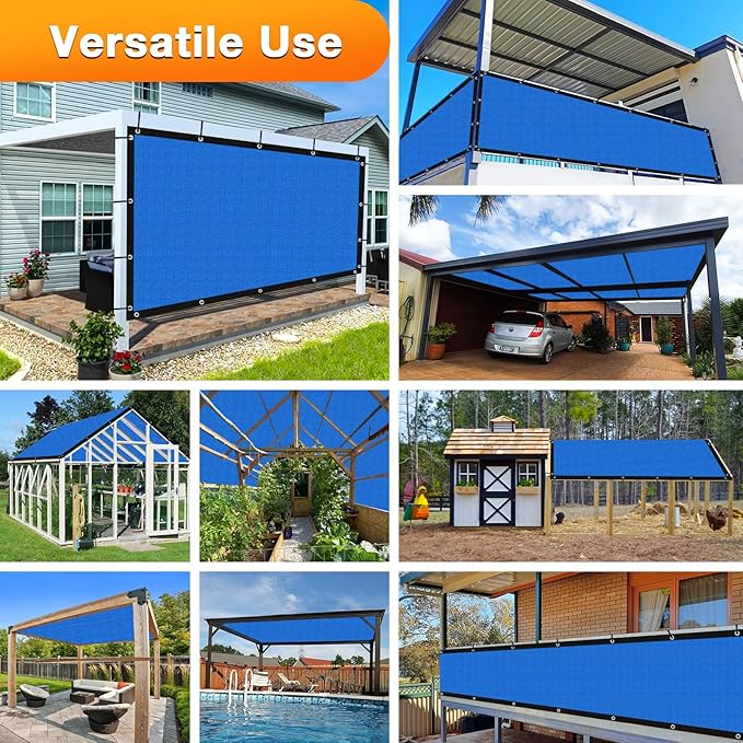 Artpuch Outdoor Pergola Shade Cover 8' X 13' Sun Shade Cloth with Grommets, 90% UV Protection Canopy Patio Privacy Screen (Customized Available) GN107, Blue Artpuch