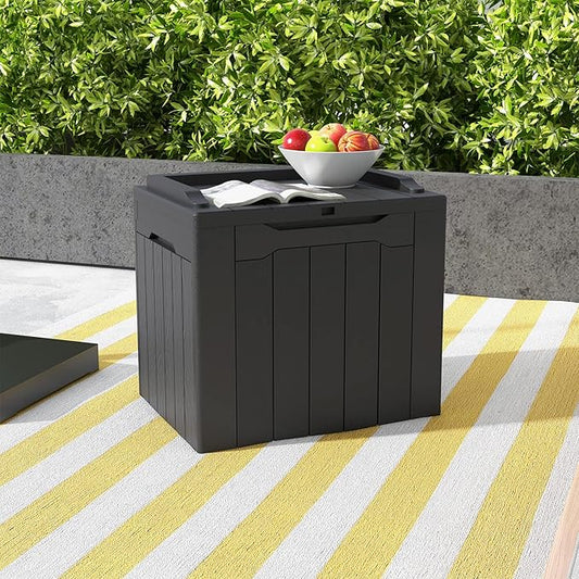 Patiowell 30 Gallon Resin Deck Box, Outdoor Storage Box for Patio Furniture, Deliveries, Pool Supplies,Waterproof and Lockable, Black Patiowell