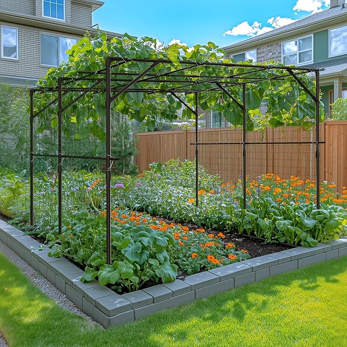 DoCred Tall Garden Arch Trellis for Climbing Plants, 79 Inch Tall Metal Plant Support Trellis Archway for Climbing Vine Vegetable/Fruit/Flower Outdoor Yard Lawn Garden Arch Tunnel Trellis DoCred