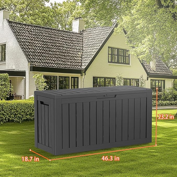 DRATO 80 Gallon Deck Box, Outdoor Storage Box for Patio Furniture, Patio Cushions, Gardening Tools, Pool Supplies 480lbs Weight Capacity,Waterproof Resin Storage Boxes(Black,80 Gallon) DRATOprovidesawarmandcozy