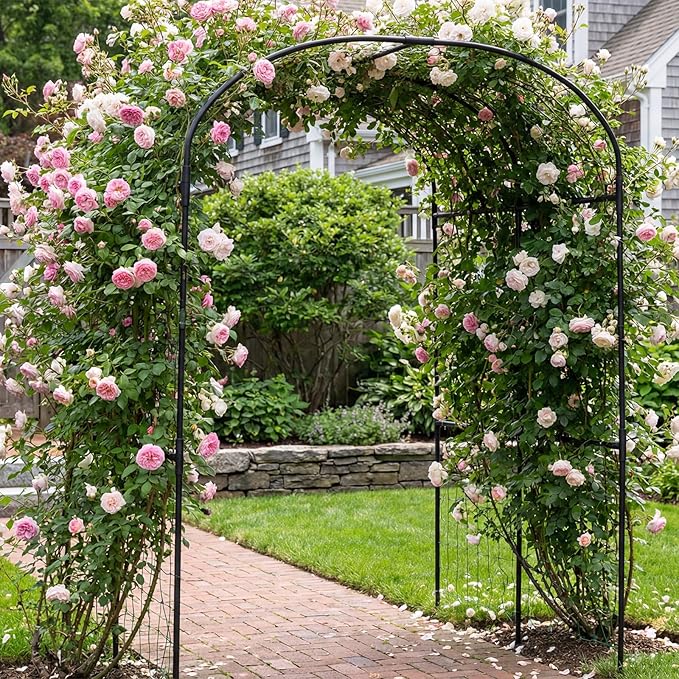 DoCred Tall Garden Arch Trellis for Climbing Plants, 83 Inch Tall Metal Plant Support Trellis Archway for Climbing Vine Vegetable/Fruit/Flower Outdoor Yard Lawn Garden Arch Tunnel Trellis DoCred