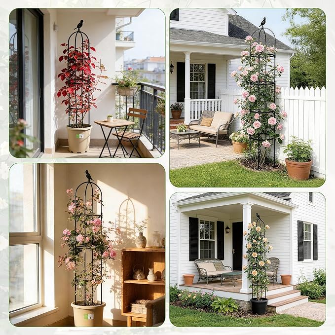 2 Pack Trellis for Climbing Planting Outdoor, 6ft Plant Trellis-Rustproof Metal Pipe with Heavy Duty Plastic Coated, Potted Plant Support for Clematis Vine Jasmine Support Anothera