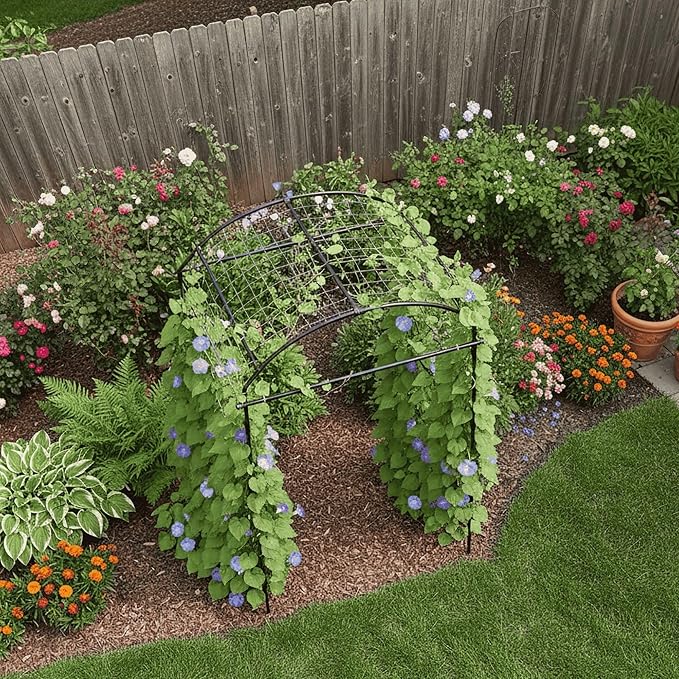 79" Garden Trellis Arch for Climbing Plants – Tall Outdoor Metal Trellis for Vegetables, Peas, Tomatoes, Cucumber Trellis Arch & Vertical Garden Climber Plant Support for Vine Plants GardenArchTrellisforPlants