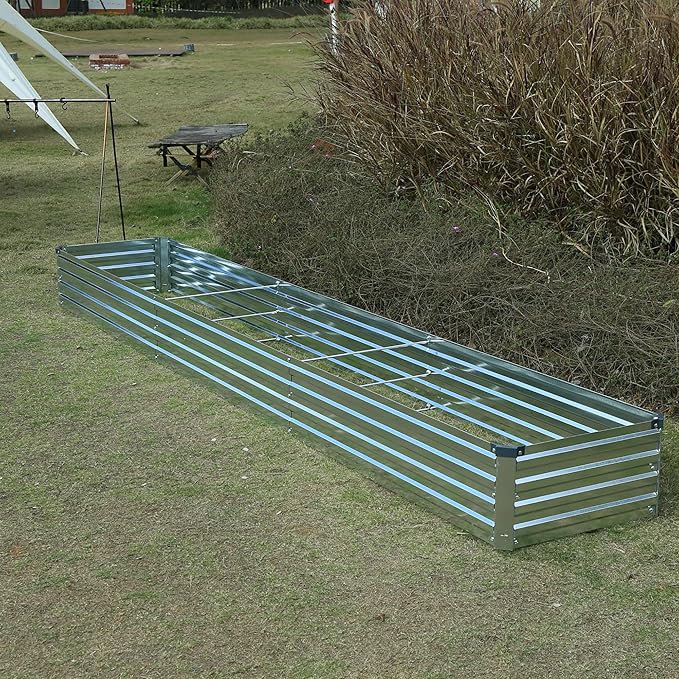12x2x1ft(2 Pack) Galvanized Raised Garden Bed,Outdoor Planter Box Metal Patio Kit Planting Bed for Vegetables Flowers Herb,Silver Foxlang