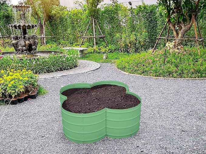 Plant & Plot Galvanized Raised Garden Beds Outdoor // 3×3×1 ft Planter Raised Beds for Gardening, Vegetables, Flowers // Large Metal Garden Box (Light Green) // Patented Tool-Free Design PlantPlot