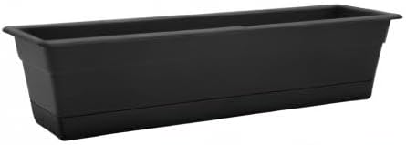 Bloem Dura Cotta Window Box Planter: 30" - Black - Large Box with Tray, Weatherproof Resin Box, Removable Tray for Indoor & Outdoor Use, Gardening, 4 Gallon Capacity Bloem