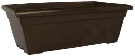 The HC Companies 28 Inch Romana Planter Box with Drainage Plug, Lightweight UV-Resistant Plastic Outdoor Planters, 1-Pack Flower Box for Garden, Patio, Balcony, and Fence, Chocolate TheHCCompanies