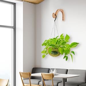 7-Inch Hanging Plant Brackets, Arc-Shaped Wooden Plant Hanger Indoor, Wall Mount Hooks for Outdoor Hanging Bird Feeders, Flower Baskets Pots, Wind Chimes, Lanterns DSJIFGEW