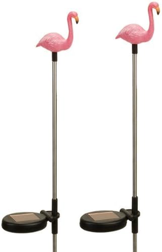 Solar Garden Stake Lights with Color Changing LED or Regular White LED Landscape Path Lights (Set of 2) (Flamingo) Ntertainment+House