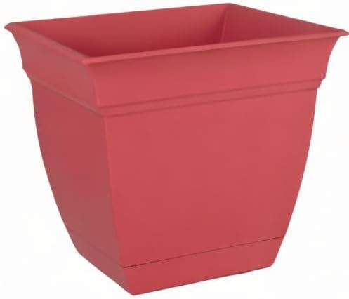 The HC Companies Eclipse Square Plastic Planter w/Attached Saucer - Outdoor & Indoor Plant Pot with Drainage Holes - Lightweight, UV-Resistant Plastic Pots for Plants (6" Rose, Pack of 1) TheHCCompanies