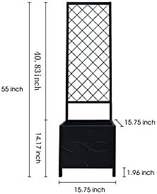 Zhongma 15.75 x 15.75 x 55 in Raised Garden Bed with Trellis,Heavy Duty Plant Box for Climbing Plants with Drainage Hole, Metal Lattice Planter Gardon Box with Inner Fabric Liners. Zhongma