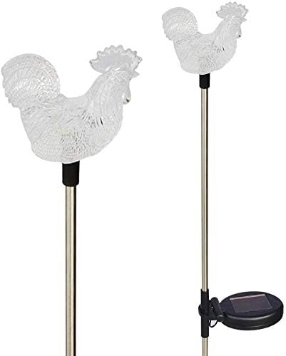Solar Garden Stake Lights with Color Changing LED or Regular White LED Landscape Path Lights (Set of 2) (Rooster) Ntertainment+House