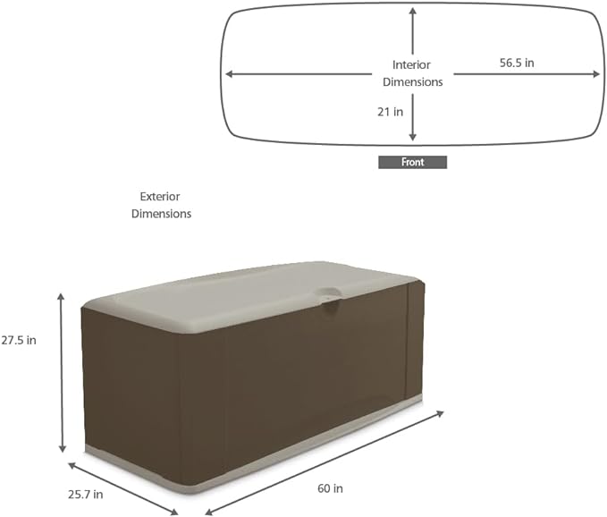 Rubbermaid Extra Large Resin Outdoor Storage Deck Box with Seat (120 Gal), Weather Resistant, Brown, Deck Organization for Home/Backyard/Pool Chemicals/Toys/Garden Tools/Porch/Patio Cushions Rubbermaid