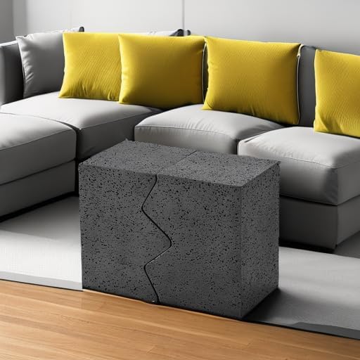 COSIEST Concrete Side Table, Set of 2 Rectangular Outdoor Side Tables, Decorative Garden Stools for Indoor Outdoor, Accent Table Patio Side Table End Table w Spotted, Dark Grey COSIEST