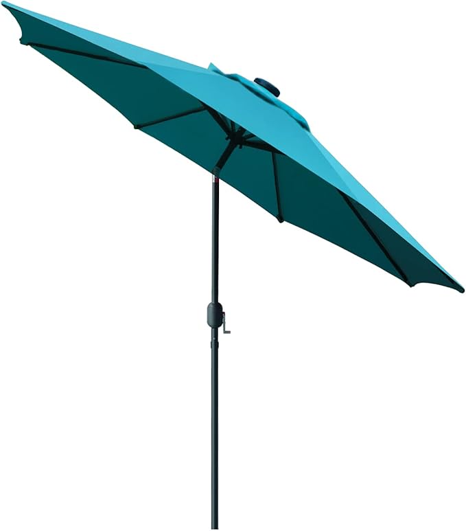 Sunnyglade 9' Patio Umbrella Outdoor Table Umbrella with 8 Sturdy Ribs (Teal Blue) Sunnyglade