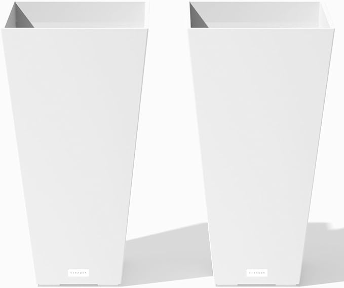 Veradek V-Resin Indoor/Outdoor Taper Planter, 2-Pack (26 inch, White) VeradekOutdoor