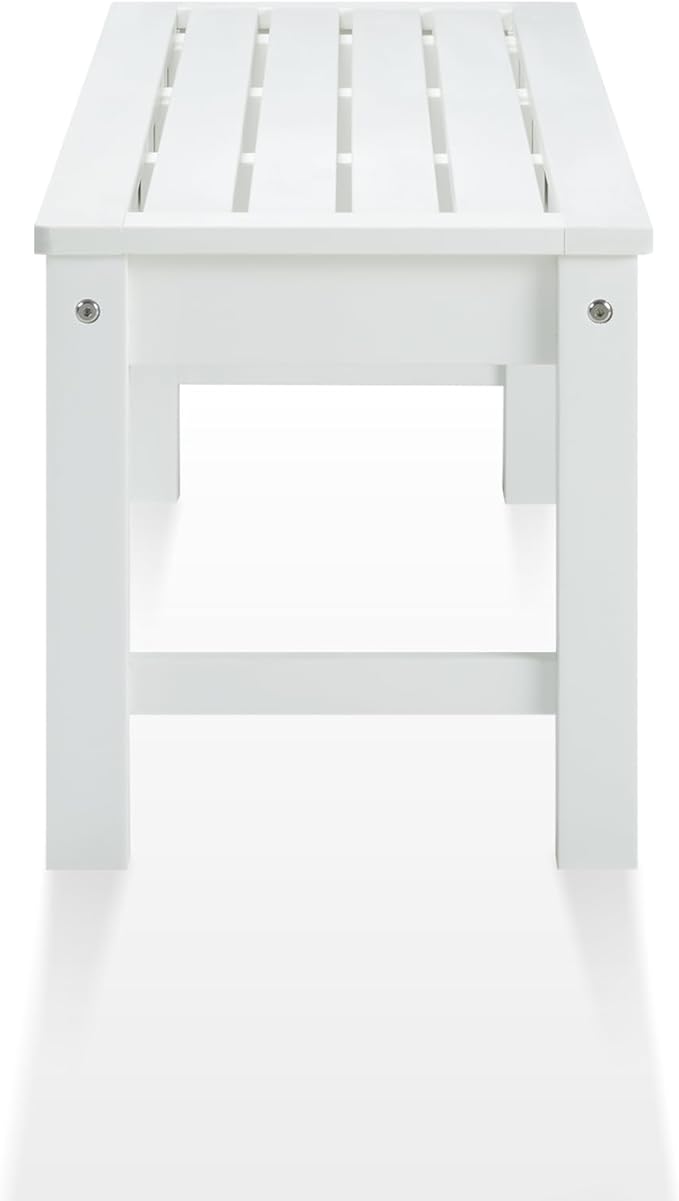 Psilvam Outdoor Bench, Two Person Poly Lumber Porch Bench, Weatherproof Garden Bench That Never Rot and Fade, Patio Bench Suit for Garden, Porch, and Park (2 pcs, White) PsilvamGardenFurniture