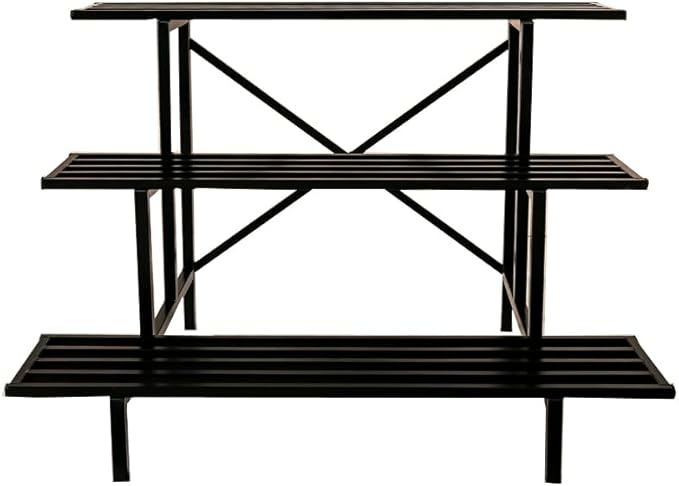 Zhongma 3 Tier Sturdy Metal Plant Stand, L45.67 x W26 x H23.6 inch, Heavy Duty Plant Holder for Home Indoor and Outdoor, 660 LBS Capacity & Heavy Duty Construction Zhongma