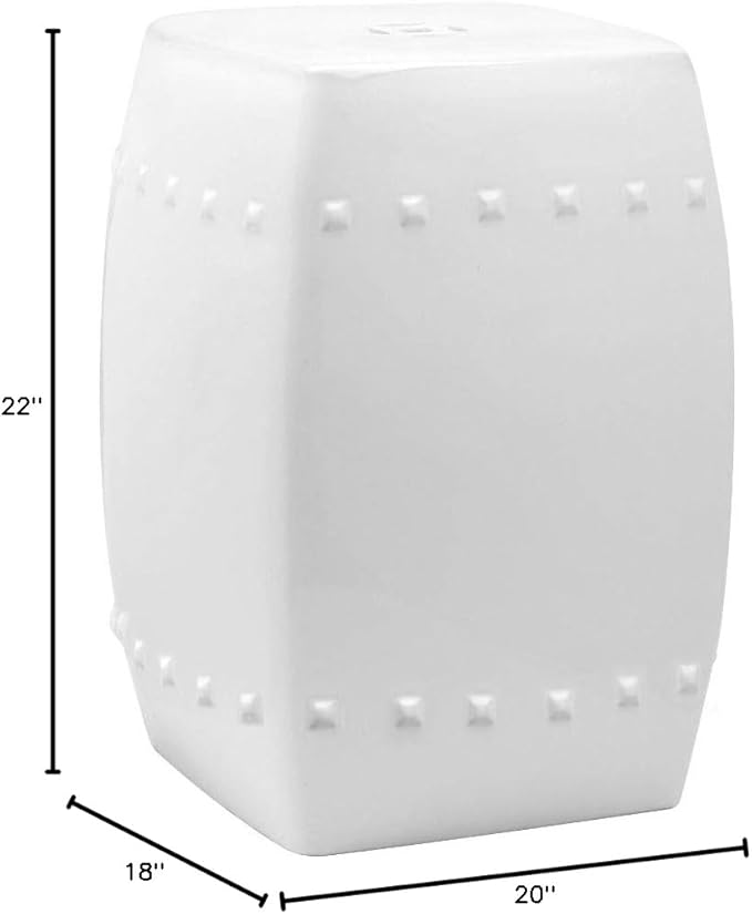 Safavieh Villa Glazed Ceramic Decorative Garden Stool, White SAFAVIEH