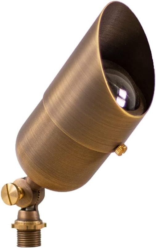 12V LogiSpot Brass Outdoor Spotlight (Bronze) with 5W 2700K Warm White 400 Lumen MR16 LED Bulb for Low Voltage Landscape Lighting of Yard, Lawn, Garden, Patio, Trees & House LumenLogic