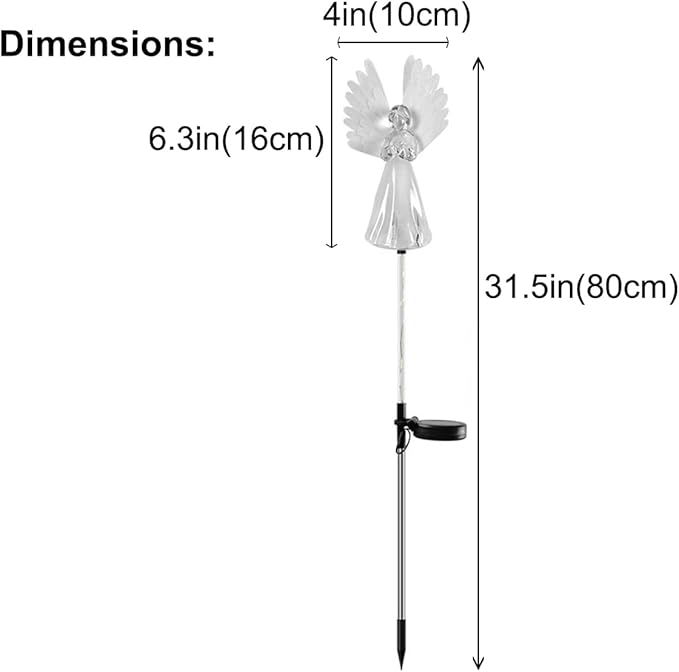 4 Pack Solar Angel Lights Outdoor Decor, Decorative Color Changing Waterproof LED Angel Stake Lights for Cemetery Grave Garden Patio Yard Art Lawn Decoration, Grave Markers, Memorial Gifts XKYQSY